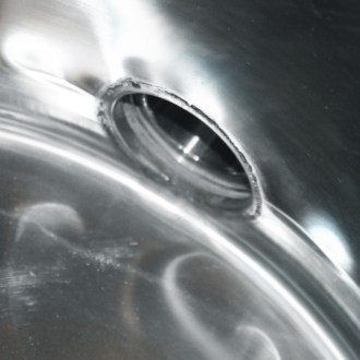 Abfüllkübel 100 kg aus Rostfrei-Quetschhahn Mellarius