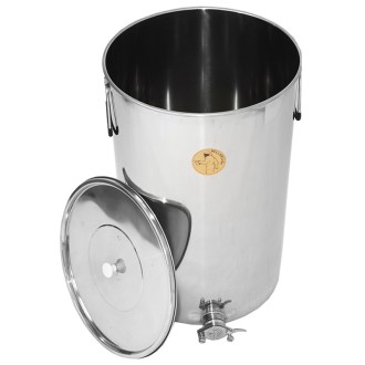 Abfüllkübel 100 kg aus Rostfrei-Quetschhahn Mellarius