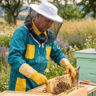Imkerjacke mit Imkerhut und Reißverschluss - grün - 52-60