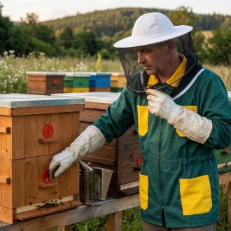 Imkerjacke mit Imkerhut und Reißverschluss - grün - 52-60