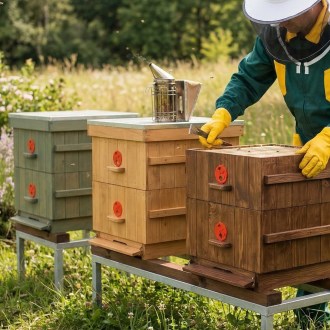 Imkerjacke mit Imkerhut und Reißverschluss - grün - 52-60