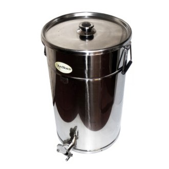 Abfüllkübel 50 kg aus Edelstahl-Ausgießer