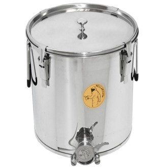 Abfüllkübel 35 kg Mellarius MaxiLine aus Edelstahl und vier Spannverschlüssen