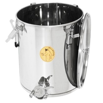 Abfüllkübel 35 kg Mellarius MaxiLine aus Edelstahl und vier Spannverschlüssen