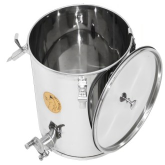 Abfüllkübel 35 kg Mellarius MaxiLine aus Edelstahl und vier Spannverschlüssen