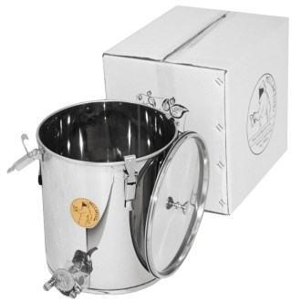 Abfüllkübel 35 kg Mellarius MaxiLine aus Edelstahl und vier Spannverschlüssen