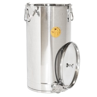 Abfüllkübel 50 kg Mellarius MaxiLine aus Edelstahl und vier Spannverschlüssen