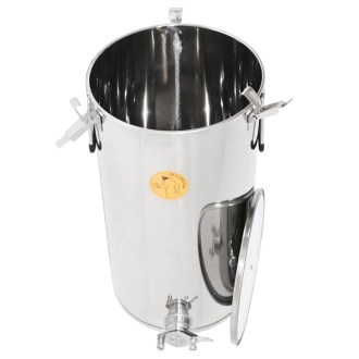 Abfüllkübel 100 kg Mellarius MaxiLine aus Edelstahl und vier Spannverschlüssen