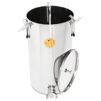 Abfüllkübel 100 kg Mellarius MaxiLine aus Edelstahl und vier Spannverschlüssen