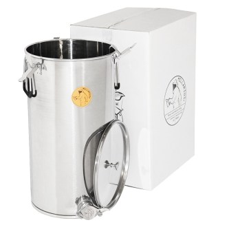 Abfüllkübel 100 kg Mellarius MaxiLine aus Edelstahl und vier Spannverschlüssen