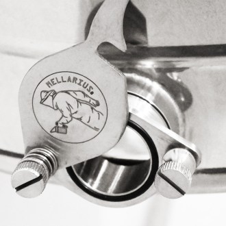 Abfüllkübel 100 kg aus Rostfrei-Quetschhahn Mellarius