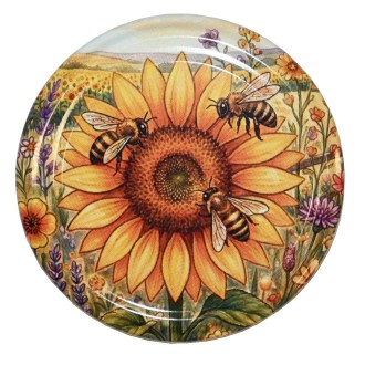Deckel für Glas TO 82 - Gemalte Sonnenblume - HOJ4