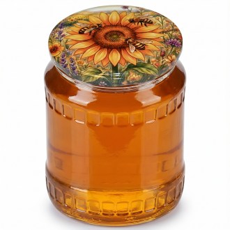 Deckel für Glas TO 82 - Gemalte Sonnenblume - HOJ4