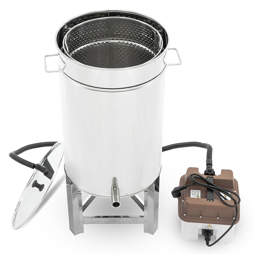LYSON Dampfwachsschmelzer aus Edelstahl 70 L- rund mit Dampfgerät