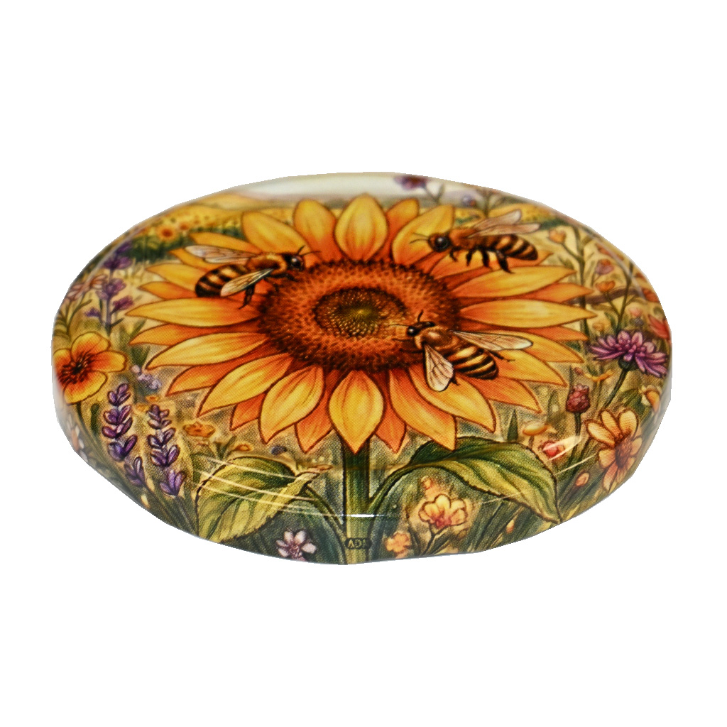 Deckel für Glas TO 82 - Gemalte Sonnenblume - HOJ4