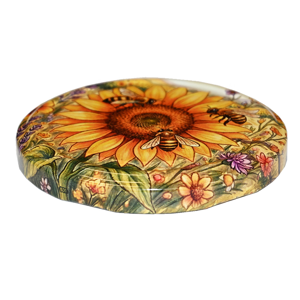 Deckel für Glas TO 82 - Gemalte Sonnenblume - HOJ4